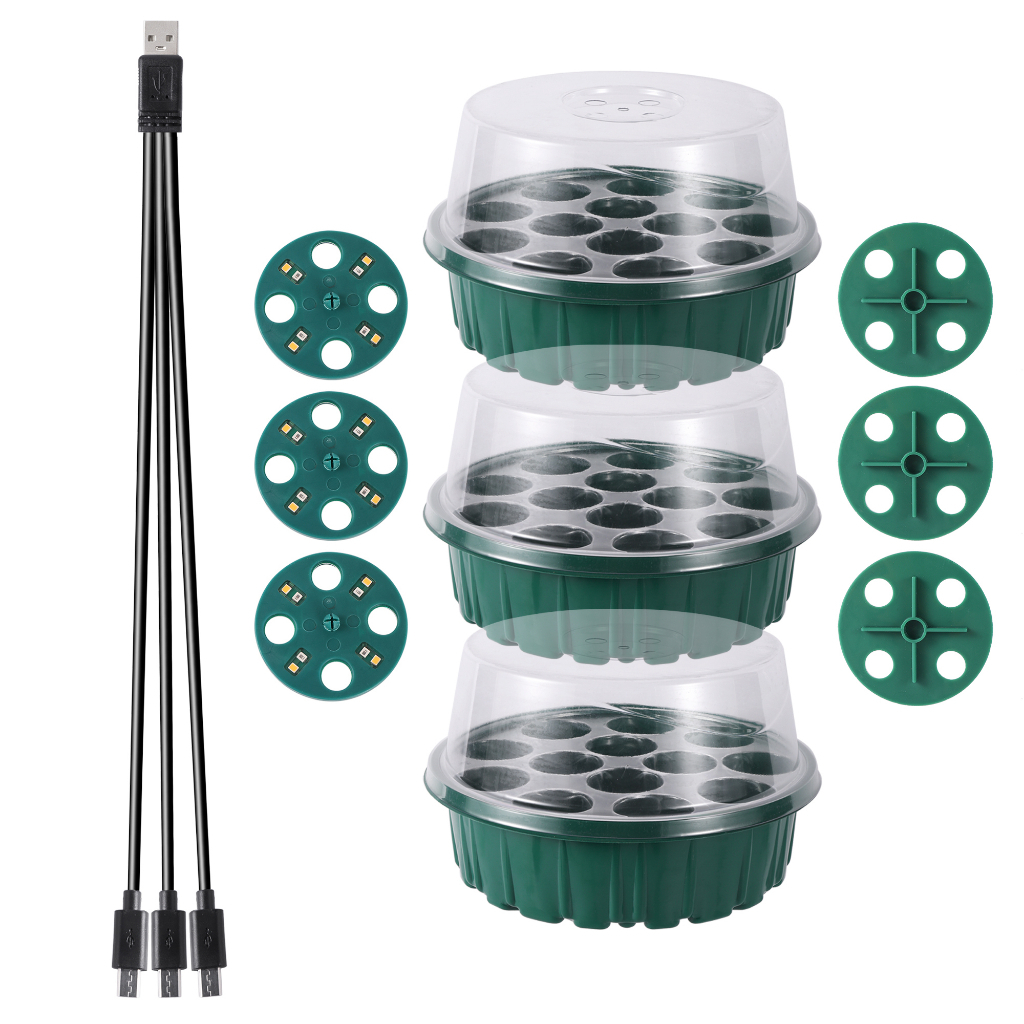 ถาดเพาะปลูกพืช มีไฟ LED ปรับได้ สําหรับเพาะเมล็ด แบบหลายรุ่น