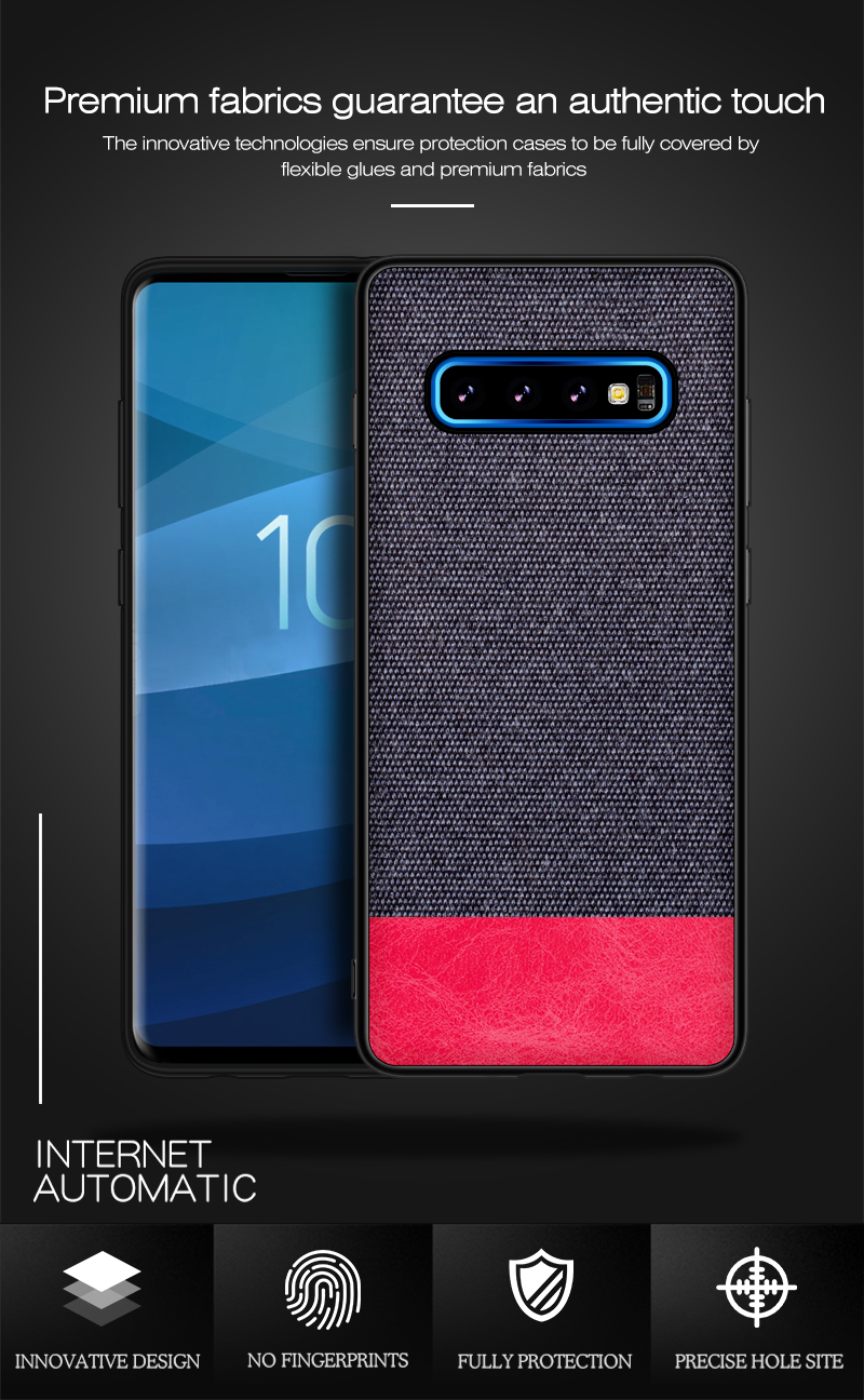 Case Samsung Galaxy S10+ #เคสฝาหลังรูปแบบ Cloth Texture PU Leather + TPU สี น้ำเงิน/ฟ้า