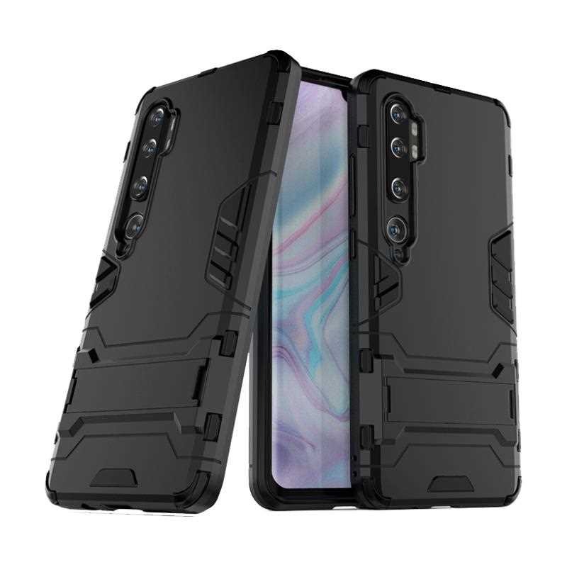 เคส Xiaomi Mi Note 10 Pro #เคสฝาหลังกันลื่น Cool Tyre Pattern Kickstand (PC + TPU)