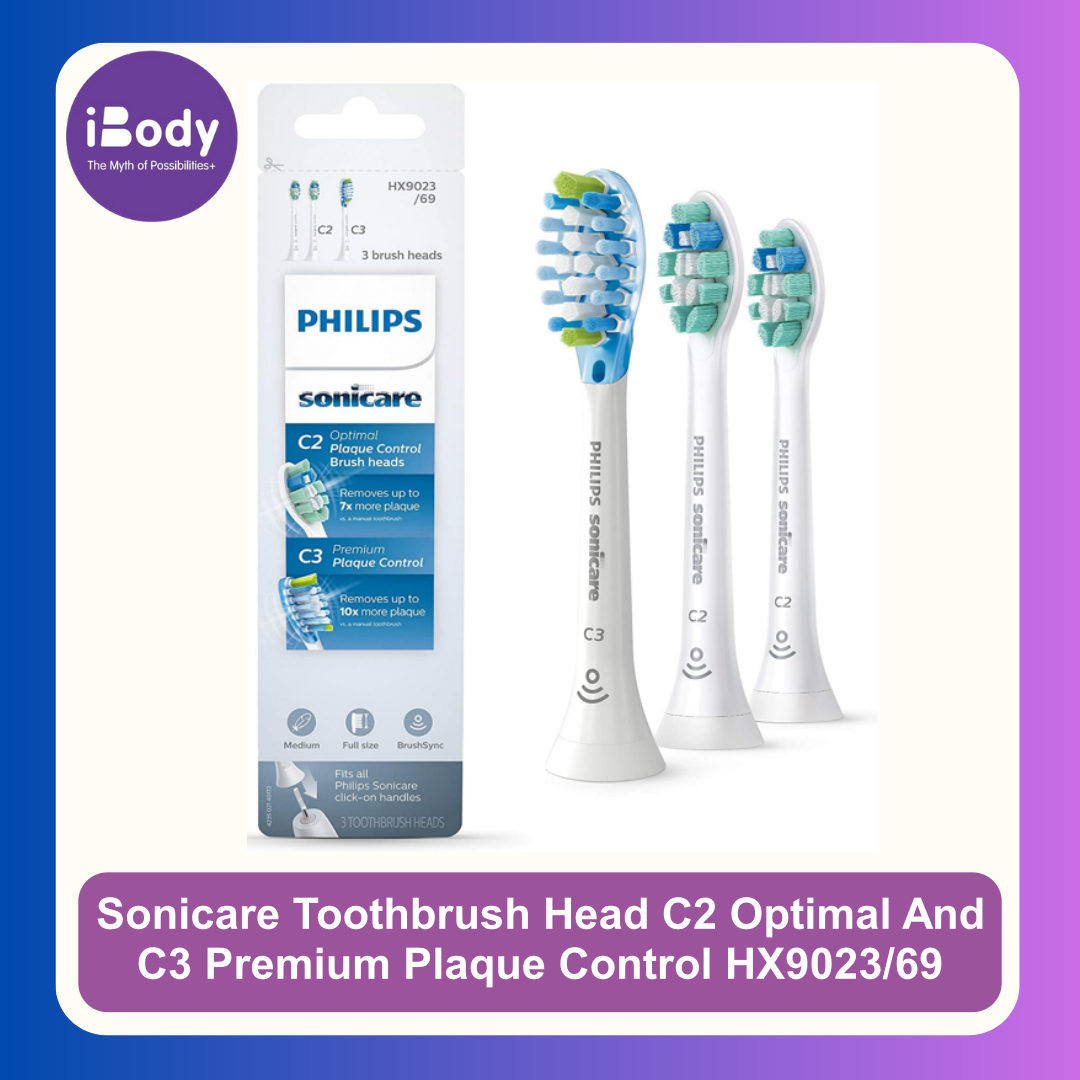(Philips®) Sonicare Toothbrush Head C2 Optimal And C3 Premium Plaque Control HX9023/69 ฟิลิปส์ หัวแปรงสีฟันไฟฟ้า