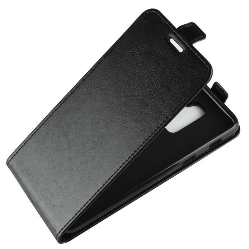 เคส Samsung Galaxy A6+ (2018) #เคสฝาพับหนัง PU ผิวหนังม้าแนวตั้ง Crazy Horse Vertical Leather สวยงามทันสมัย