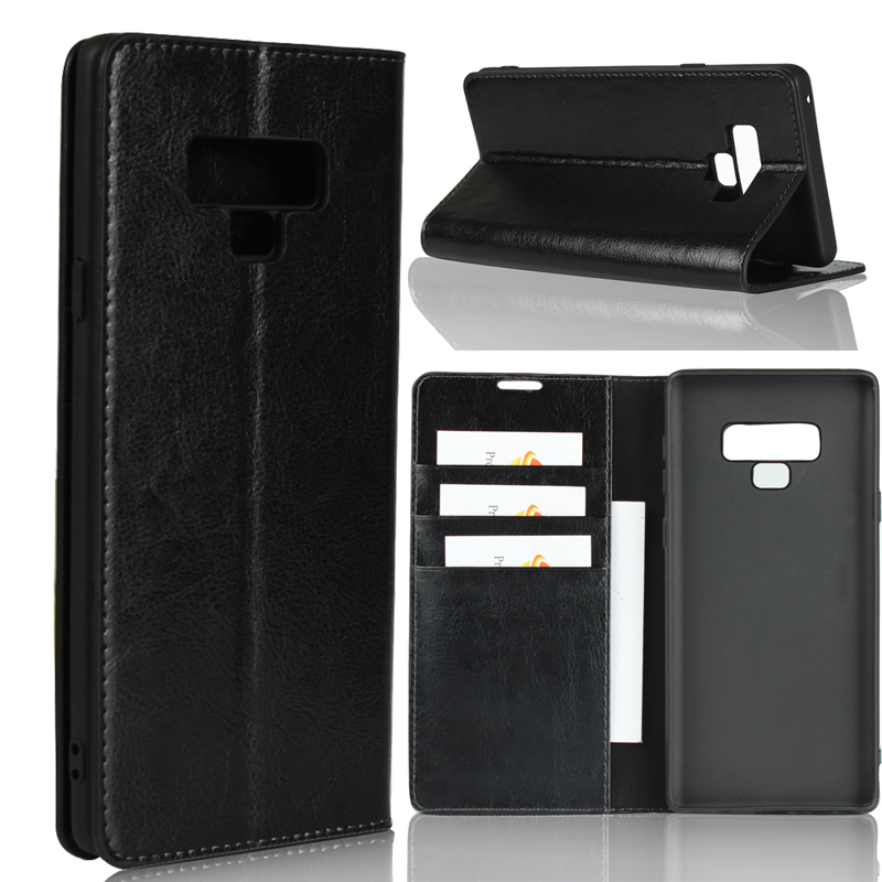 เคส Samsung Galaxy Note 9 #เคสฝาพับแบบกระเป๋าสตางค์หนังแท้ Crazy Horse Genuine Leather Wallet Shell