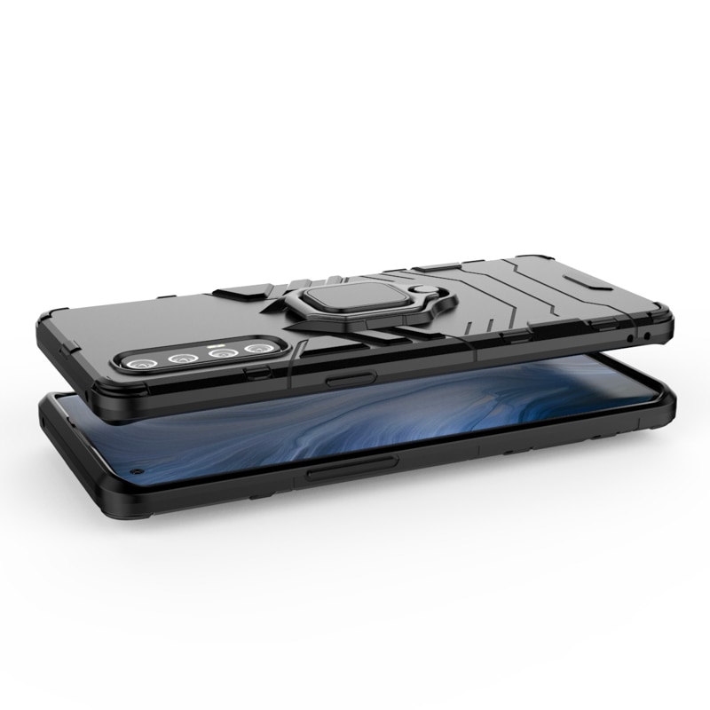 Case OPPO Reno 3 Pro 5G 6.5นิ้ว #เคสฝาหลังพลาสติกแข็ง +TPU Hybrid Case มีแหวนสวมนิ้วโลหะ