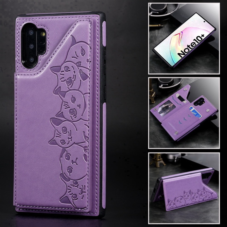 Case Samsung Galaxy Note 10+ #เคสฝาหลัง TPU เคลือบหนัง PU มีที่เก็บบัตร PU Leather Coated TPU Card Holder