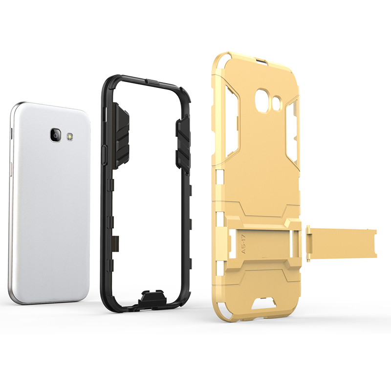 เคส Samsung A5 2017 #เคสเกราะป้องกันไฮบริด พลาสติก + TPU มีขาตั้งในตัว สีเทา #สินค้าพร้อมส่ง