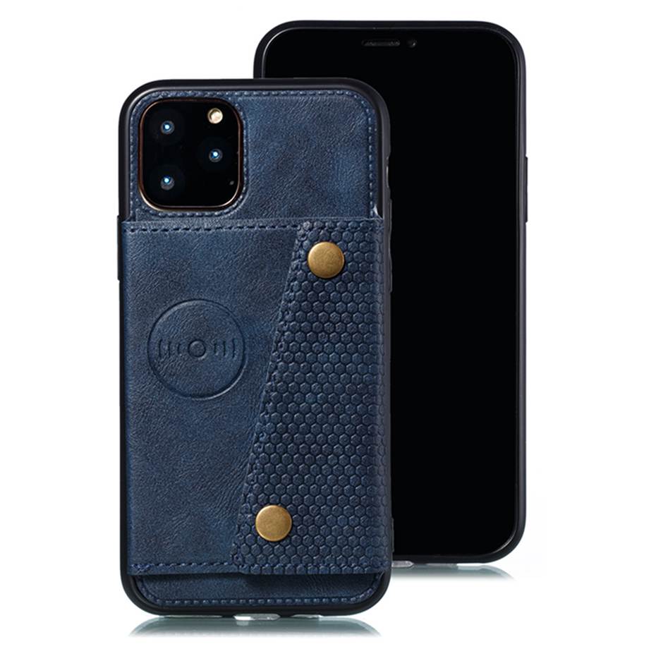 Case iPhone 11 6.1 inch #เคสฝาหลัง TPU เคลือบหนัง PU มีที่เก็บบัตร PU Leather Coated TPU Card Holder Magnetic Kickstand
