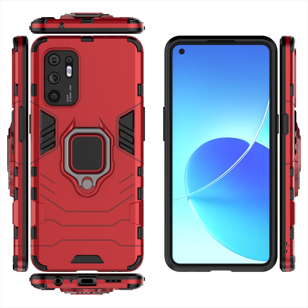 Case OPPO Reno 6Z 5G#เคสฝาหลังพลาสติกแข็ง +TPU Hybrid Case มีแหวนสวมนิ้วโลหะ
