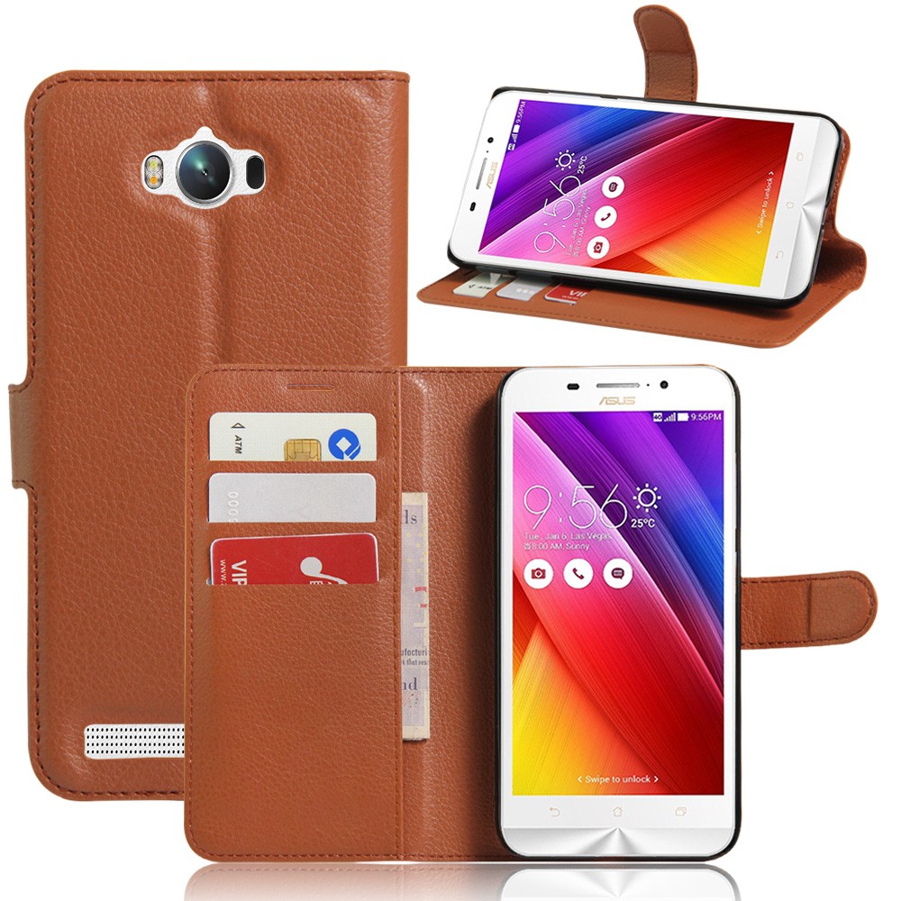 Case Asus Zenfone Max ZC550KL หนัง PUผิวลิ้นจี่สไตล์กระเป๋าสตางค์มีช่องเสียบการ์ด