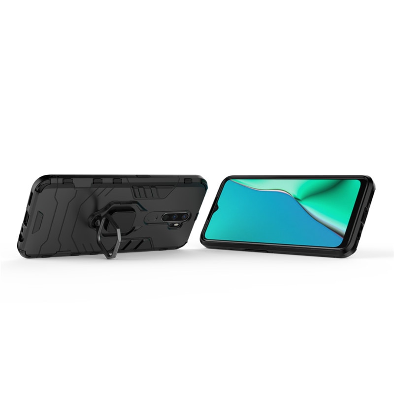 เคส OPPO A9 (2020) / A5 (2020) #เคสฝาหลังพลาสติกแข็ง +TPU Hybrid Case มีแหวนสวมนิ้วโลหะ (สินค้าพร้อมส่ง)