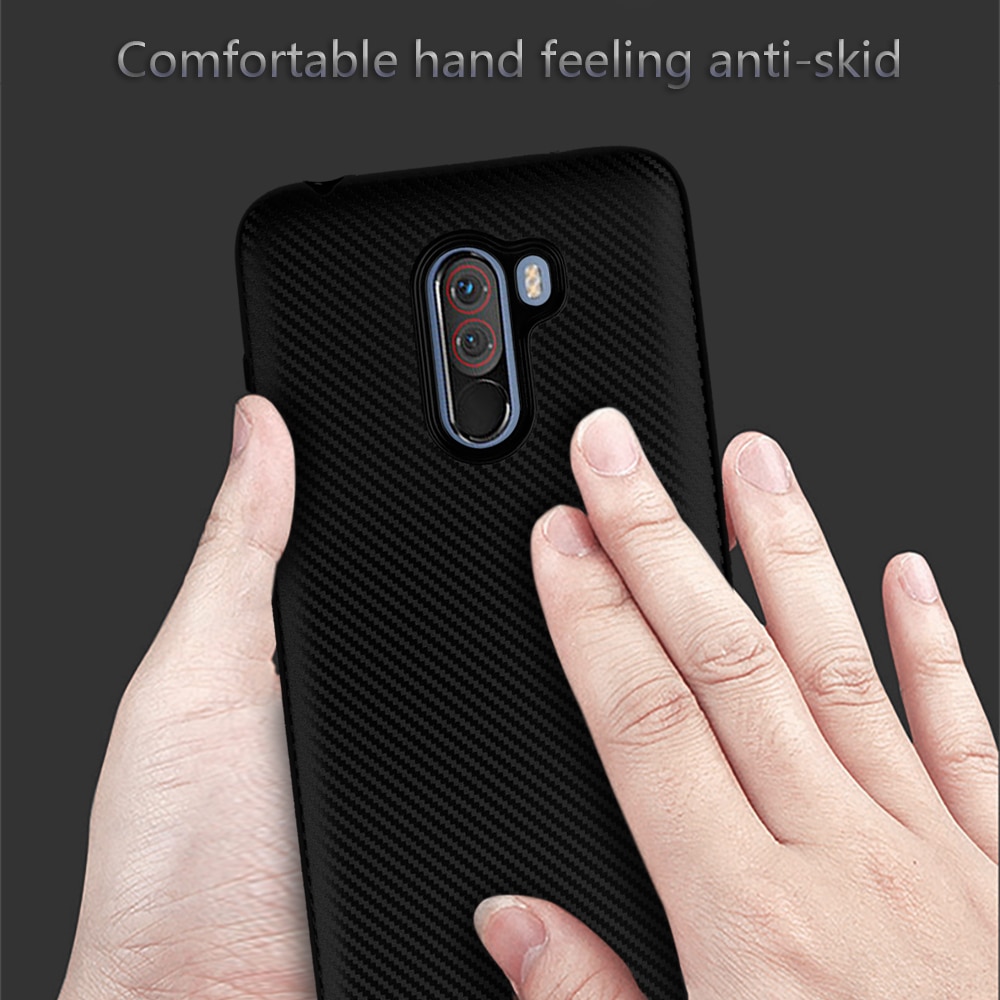 เคส Xiaomi Pocophone F1 #เคสฝาหลัง TPU นิ่มแบบคาร์บอนไฟเบอร์ Soft Skin Case