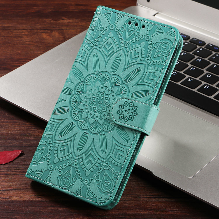 เคส OPPO A96 #เคสฝาพับหนัง PU ผิวลายนูน Embossed Mandala Flower Leather Wallet