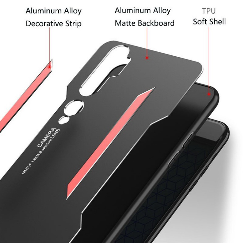 เคส Xiaomi Mi Note 10 Pro #เคสฝาหลังไฮบริด Metal +TPU Shockproof metal back plate Phone Back Cover