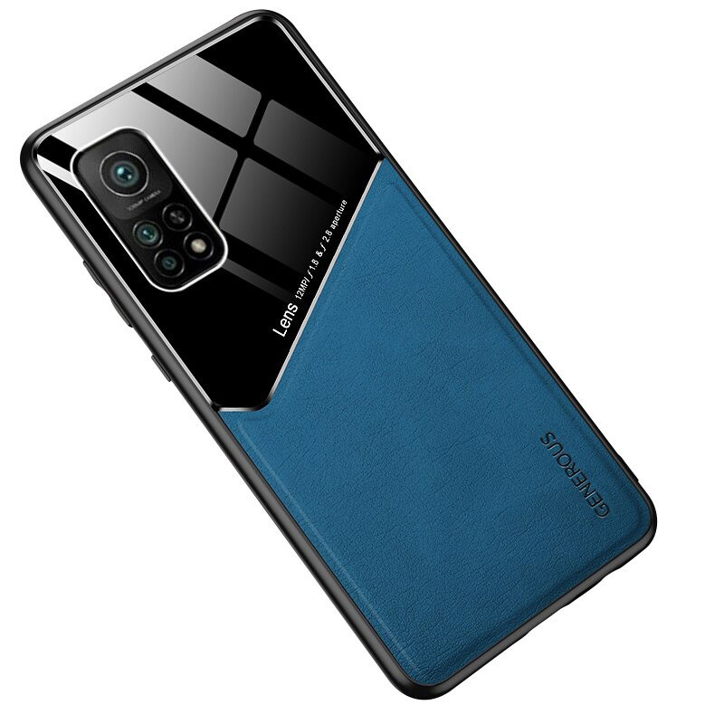 เคส Xiaomi Mi 10T Pro #เคสฝาหลังไฮบริด PU +TPU + glass สีทูโทน Shockproof Leather Mirror Glass Silicone Phone Back Cover
