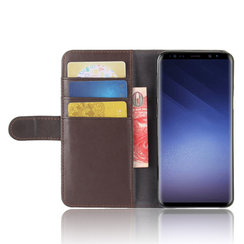 เคส Samsung Galaxy S9 #เคสฝาพับสไตล์กระเป๋าสตางค์รูปแบบหนังแท้แยกมีช่องเสียบบัตรคุณภาพดี