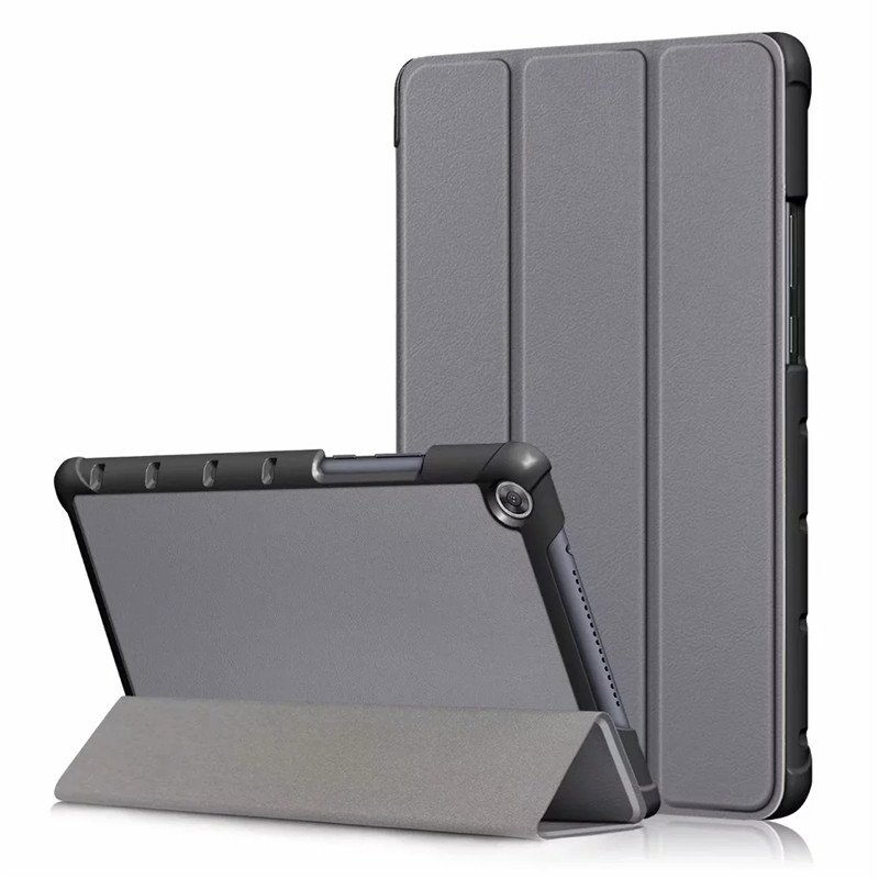 เคส Huawei MediaPad M5 Lite 8 #เคสฝาพับสามพับหนัง PU ผิวลิ้นจี่ Litchi Skin PU Leather Tri-fold Stand Tablet Cover