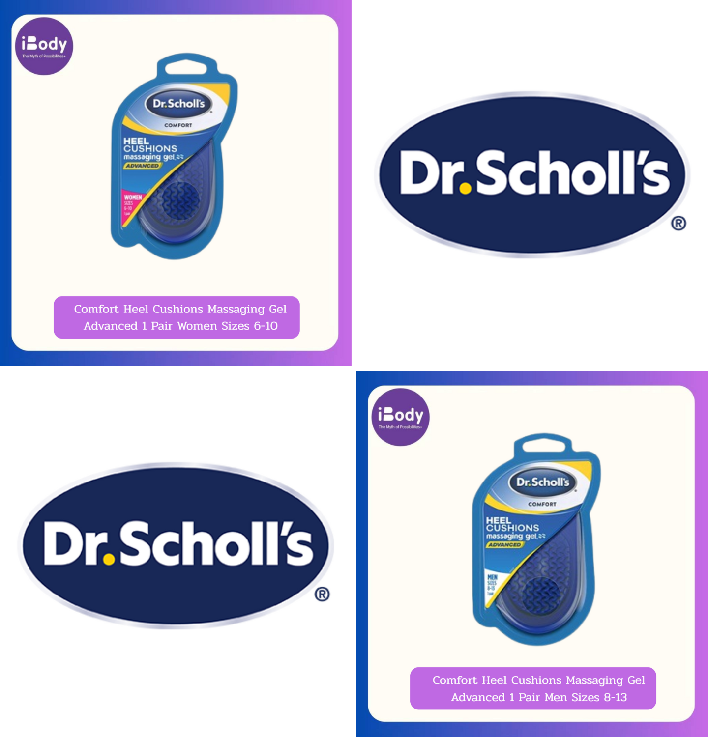 Dr.Scholl's® Comfort Heel Cushions Massaging Gel Advanced 1 Pair แผ่นรอง รองเท้า แผ่นเสริมส้น