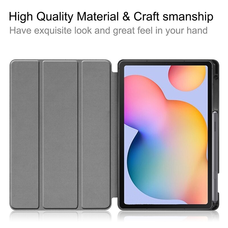 เคส Samsung Galaxy Tab S6 Lite 10.4 SM-P610 P615 P617 #เคสฝาพับหนัง PU พิมพ์ลายมีช่องเก็บปากกา with Pencil Holder Tri-Fold Stand Cover Leather Smart Case