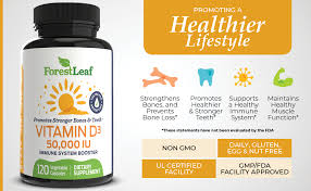 Vitamin D3 ดีสาม 50,000 IU Weekly Supplement 120 Vegetable Capsules (ForestLeaf®) ช่วยเสริมสร้างกระดูก ฟัน และการทำงานของกล้ามเนื้อ