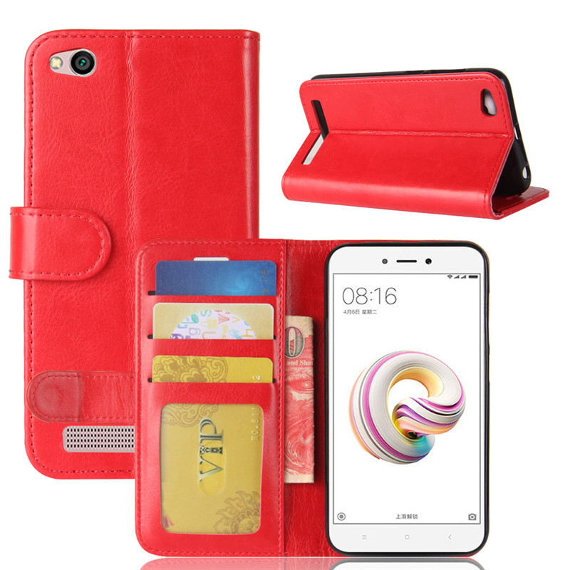 เคส Xiaomi Redmi 5A #เคสฝาพับหนัง PU ผิวหนังม้าสไตล์กระเป๋าสตางค์