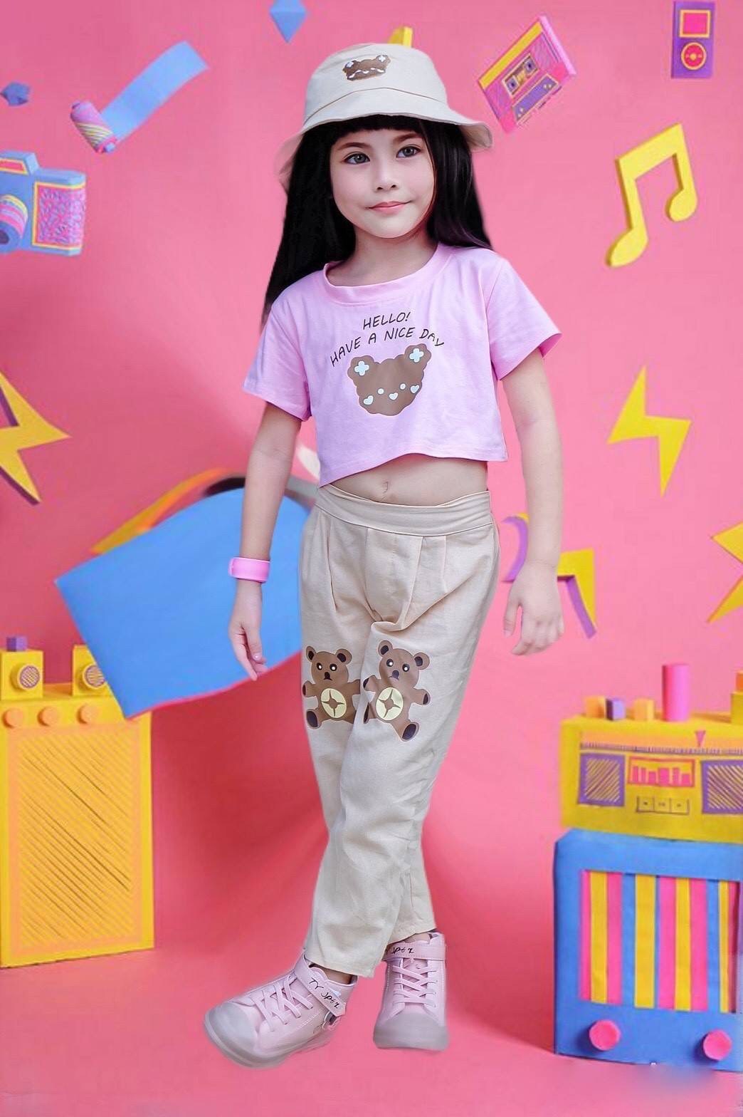 ชุดเด็กSetน้องหมี เสื้อกางเกงพร้อมหมวก