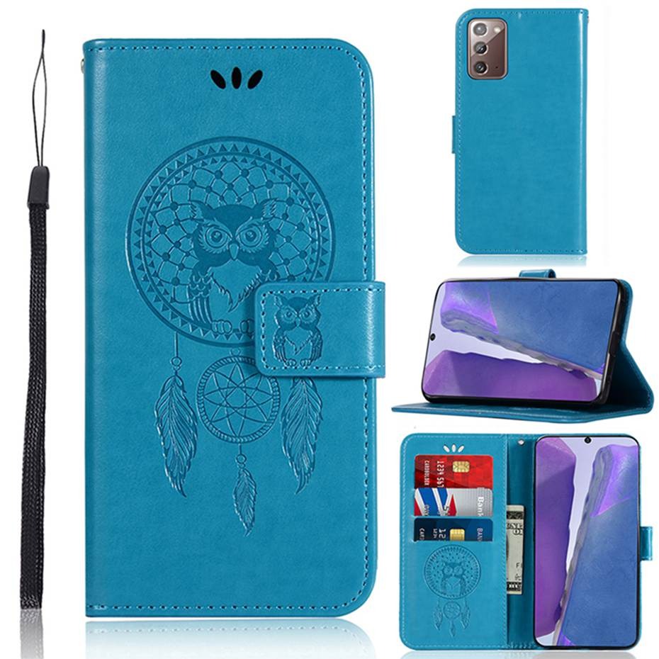 เคส Samsung Galaxy S20 #เคสฝาพับแบบกระเป๋าสตางค์ฝาพับหนัง PU ลายนกฮูก Imprint Owl Dream Catcher PU Leather