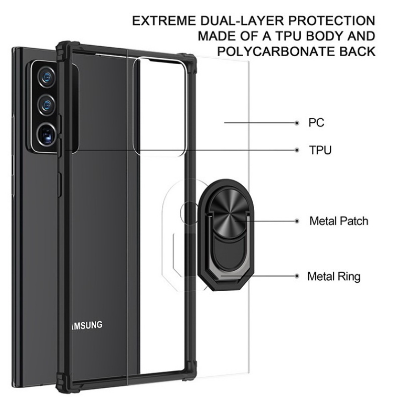 Case Samsung Galaxy Note 20 Ultra / Note 20 Ultra 5G #เคสฝาหลังใสขอบทึบ +TPU Hybrid Case มีแหวนสวมนิ้วโลหะ