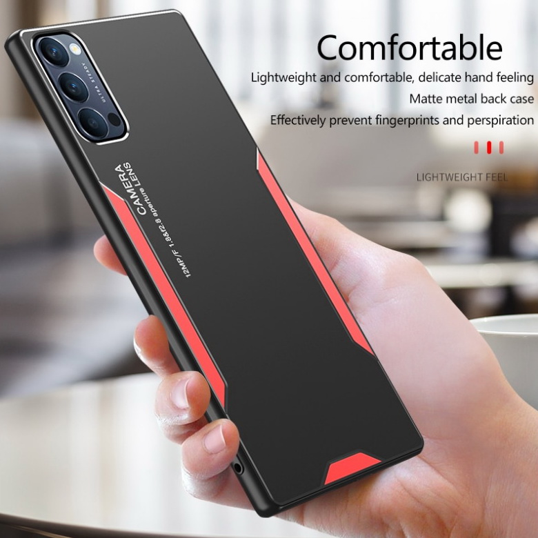 Case OPPO Reno 4 Pro 5G #เคสฝาหลังไฮบริด Metal +TPU Shockproof metal back plate Phone Back Cover