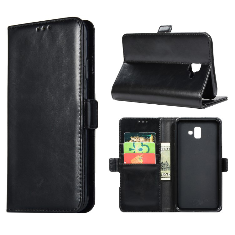 Case Samsung Galaxy J6+ #เคสฝาพับหนัง PU ผิวหนังม้า Crazy Horse Wallet Stand Leather Protector