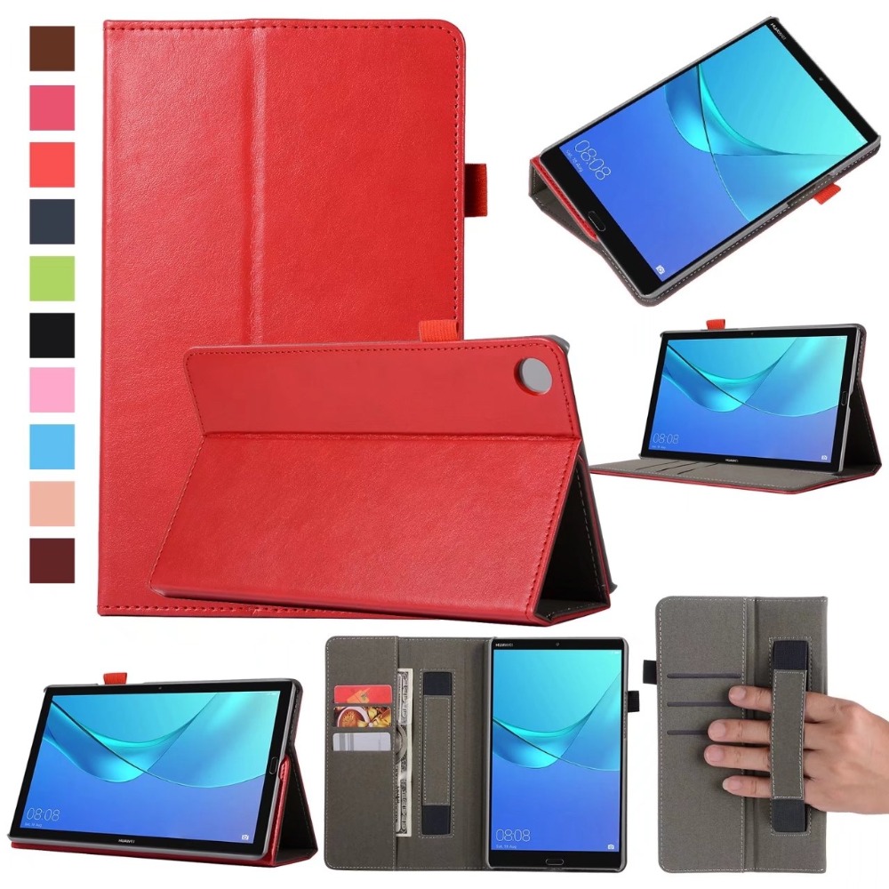 Case Huawei MediaPad M5 8.4 นิ้ว #เคสฝาพับหนัง PU มีที่สวมนิ้ว Wallet Stand Leather Cover Shell with Elastic Band