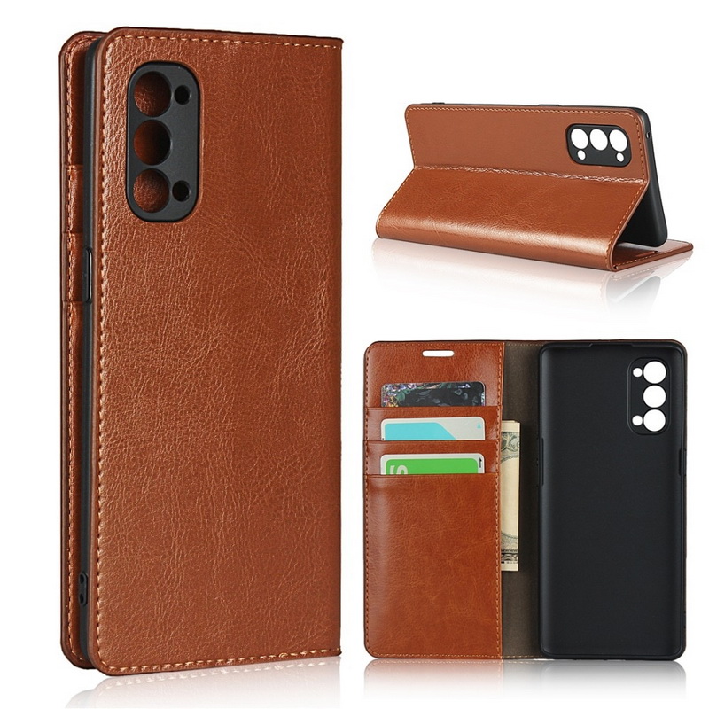 Case OPPO Reno 4 Pro 5G #เคสแบบกระเป๋าสตางค์คุณภาพดี Crazy Horse Genuine Leather Cover