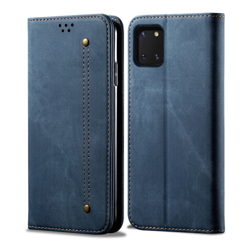 Case Samsung Galaxy Note 10 Lite#เคสฝาพับสไตล์ย้อนยุคผิวผ้ายีนส์แบบกระเป๋าสตางค์