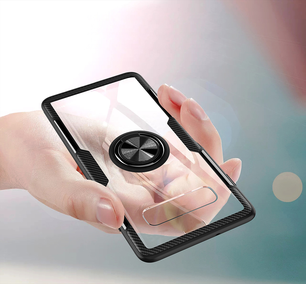 Case Samsung Galaxy S10+ #เคสฝาหลังมีแหวนสวมนิ้ว Finger Ring Kickstand Acrylic Tempered Glass + TPU