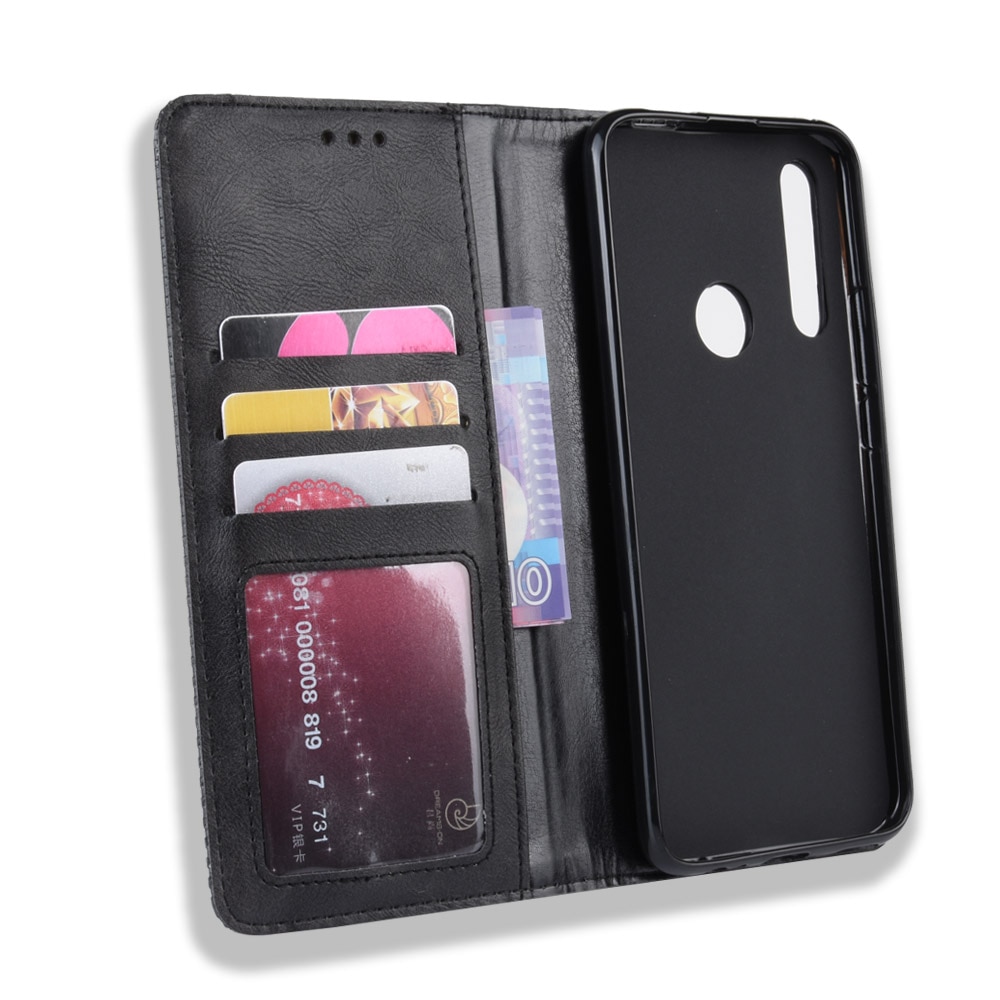 เคส Huawei Y9 Prime 2019 #เคสฝาพับปกหนังสไตล์วินเทจดูดซับอัตโนมัติแบบกระเป๋าสตางค์