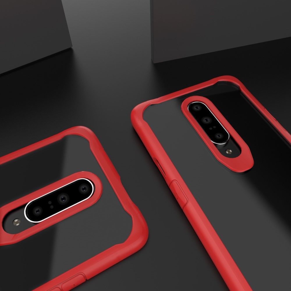 Case OnePlus 7 Pro #เคสฝาหลังใสขอบสีทึบ Shock Absorption PC + TPU Hybrid Mobile Phone Cover