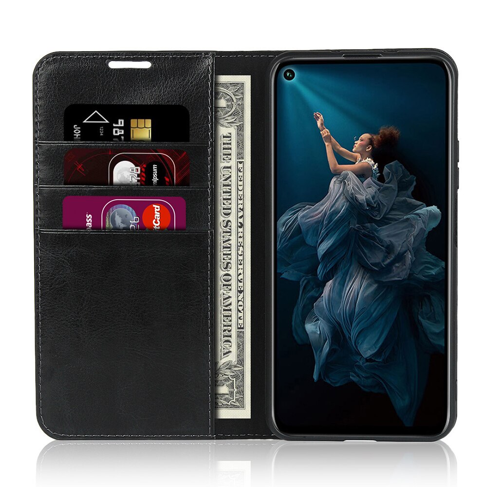 Case Huawei P30 #เคสฝาพับหนังแท้แบบกระเป๋าสตางค์คุณภาพดี Crazy Horse Genuine Leather Cover