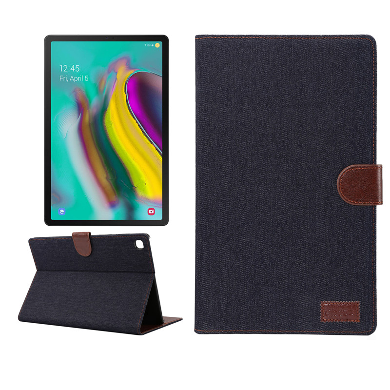 Case Samsung Galaxy Tab S5e SM-T720 / T725 #เคสฝาพับหนัง PU ผิวยีนส์พับตั้งได้ Jeans Cloth Leather Wallet