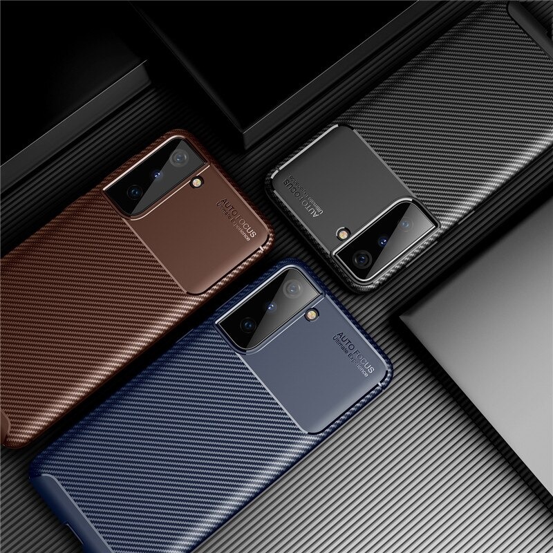 Case Samsung Galaxy S21 FE 5G#เคสฝาหลังนิ่ม Carbon Fiber Anti-drop TPU Protection