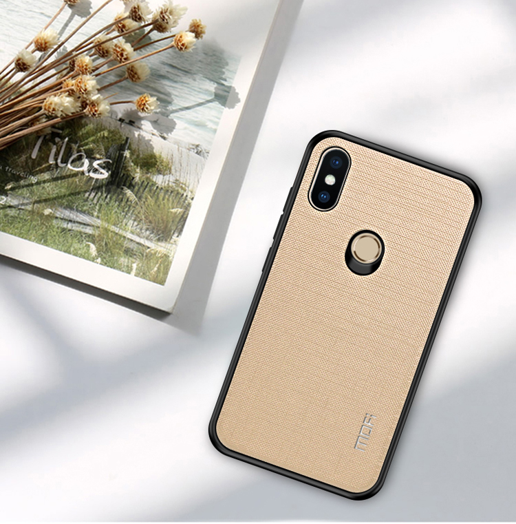 Case Xiaomi Mi 8 (6.21 นิ้ว) #เคสฝาหลังนิ่ม Bright Shield Series ผิวลายเนื้อผ้า PC TPU Hybrid Case