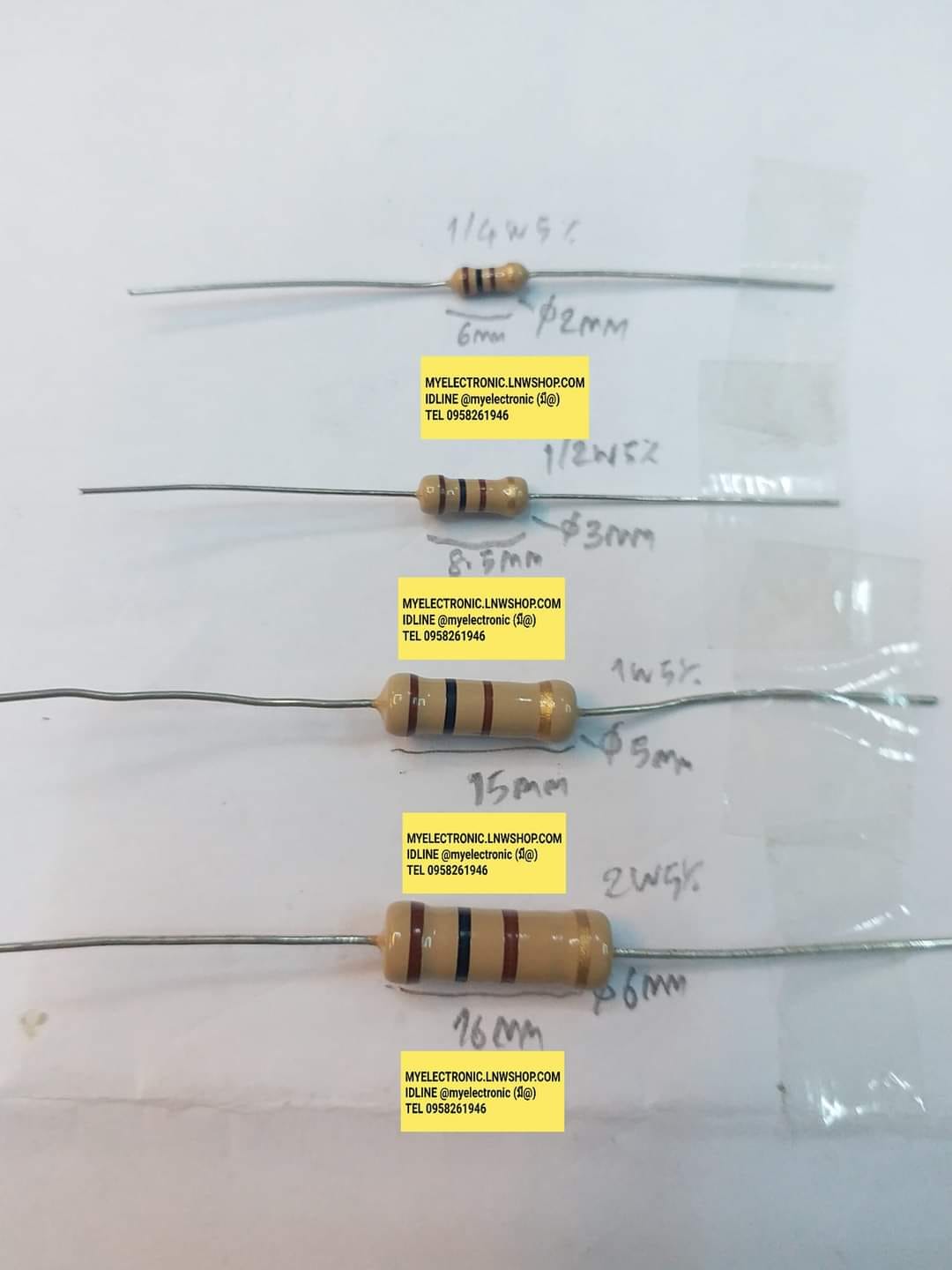 ขนาดตัวต้านทาน ขนาดตัวR ขนาดRESISTOR