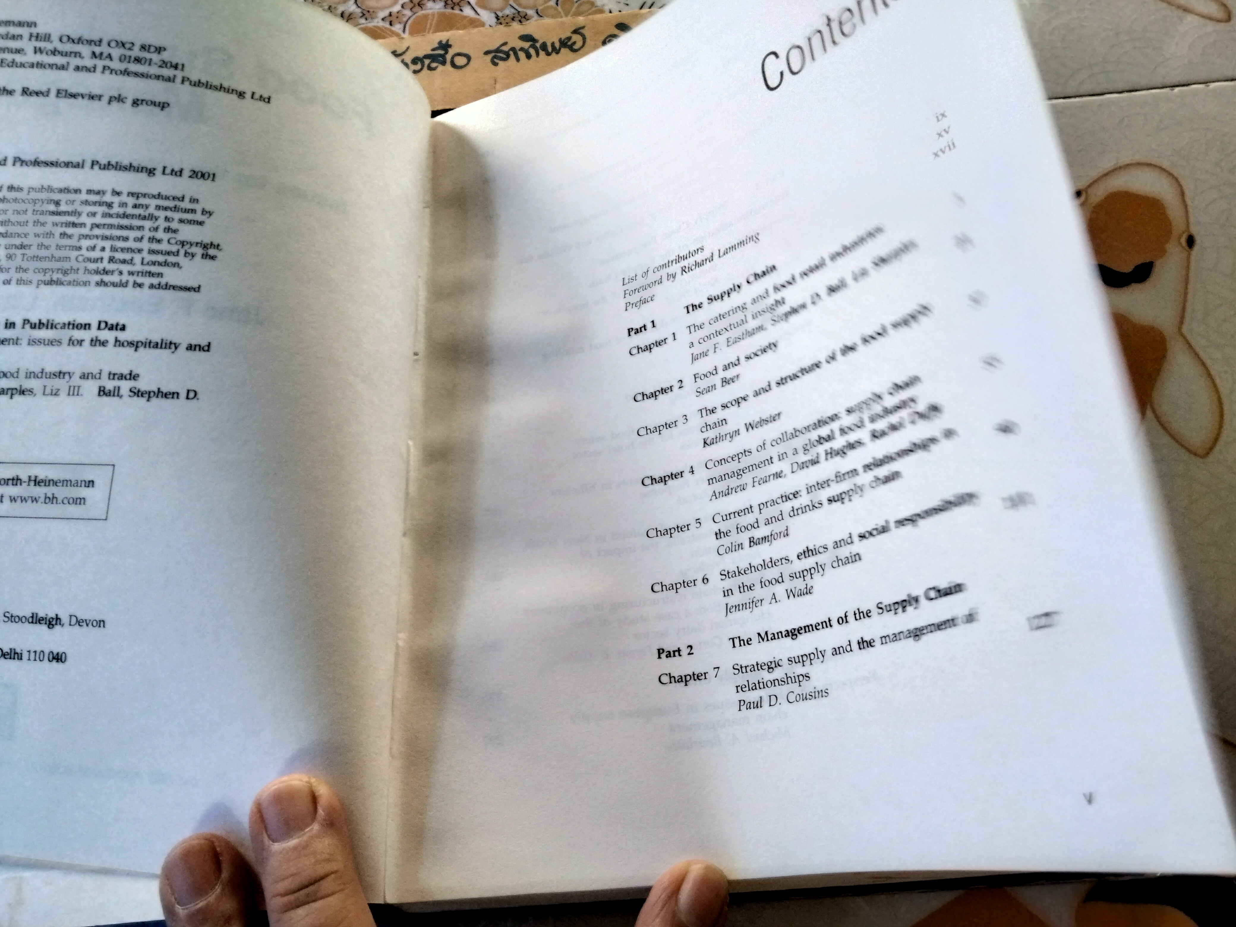 Food Supply Chain Management - issues for the hospitality and Retail Sectors By Jane F. Eastham, Liz Sharples and Stephen D. Ball , 2002