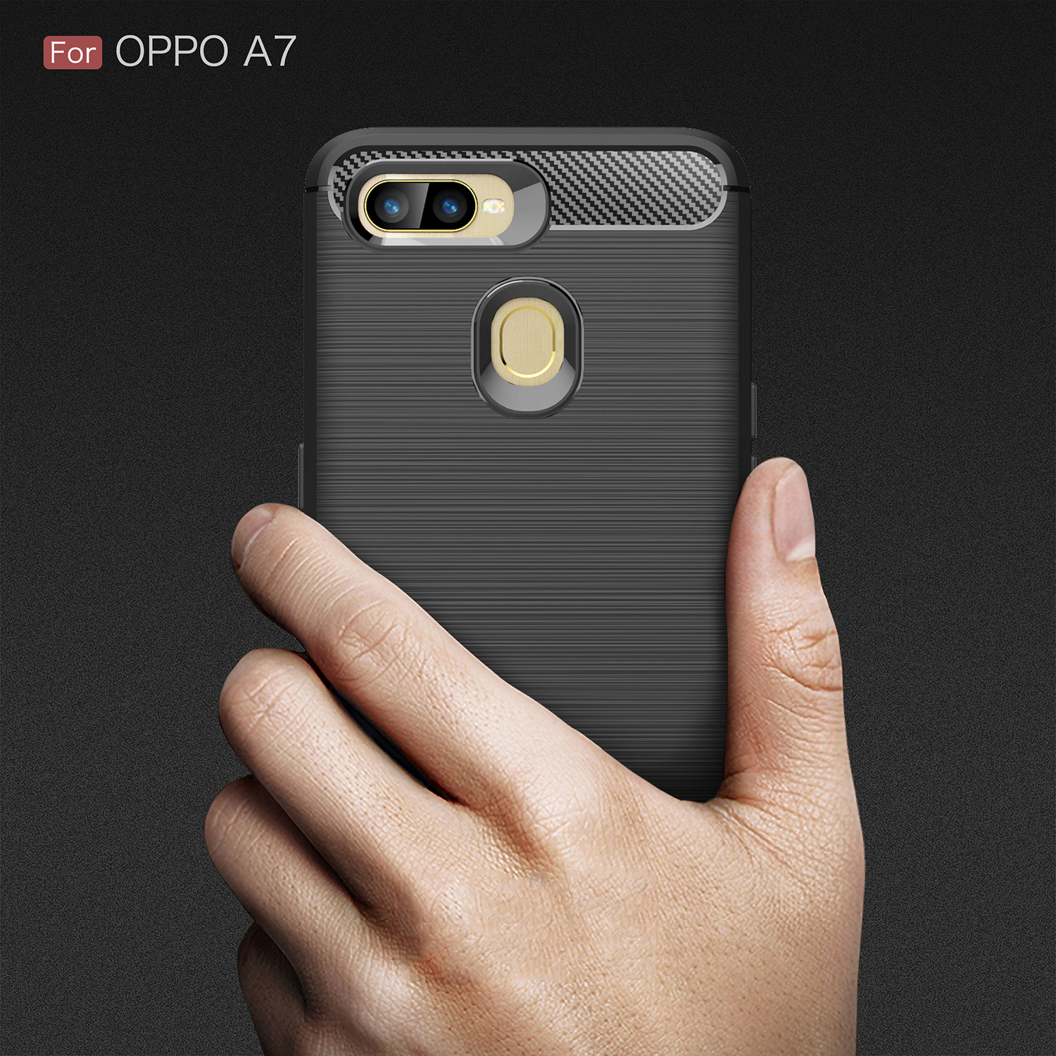 เคส OPPO A7 #เคสฝาหลัง TPU นิ่มคาร์บอนไฟเบอร์ผิวแบบขัดแปรงสีสันสวยงามทันสมัย