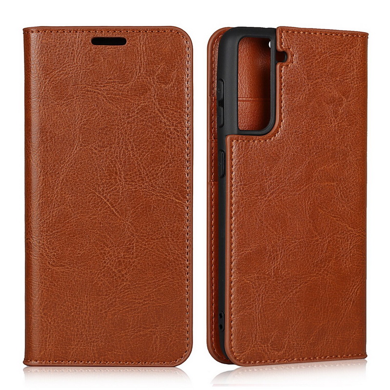Case Samsung Galaxy S21 FE 5G #เคสฝาพับหนังแท้แบบกระเป๋าสตางค์คุณภาพดี Crazy Horse Genuine Leather Cover