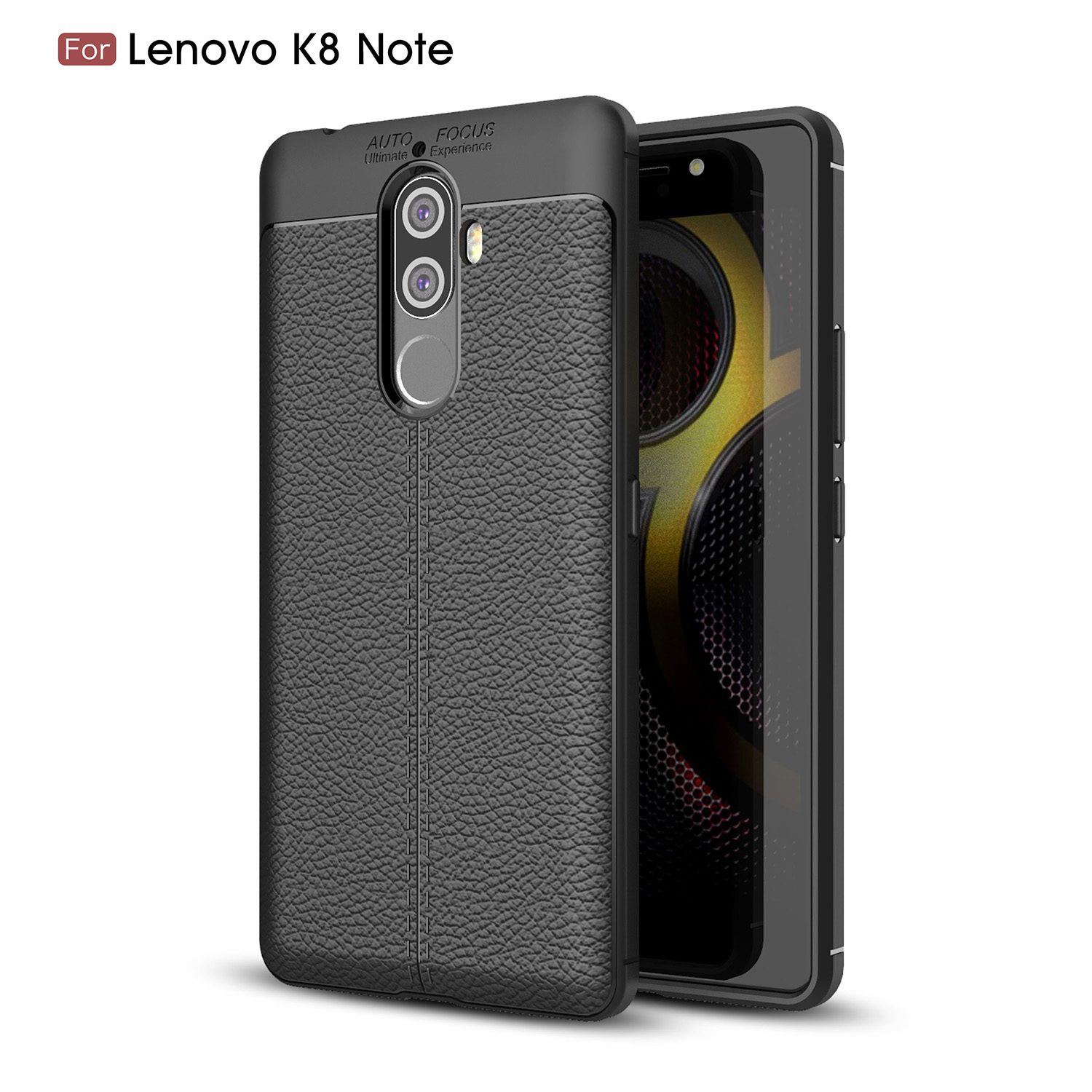 Case Lenovo K8 Note ขนาด 5.5 นิ้ว #เคสฝาหลัง TPU ลายหนังผิวลิ้นจี่คุณภาพดีราคาถูกสีสันสวยงาม - สีดำ พร้อมส่ง
