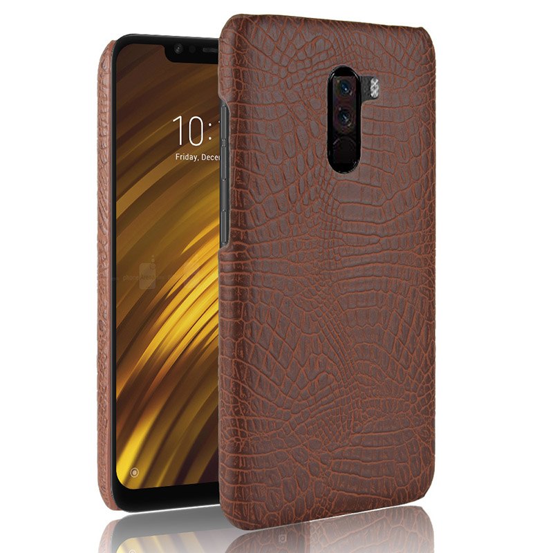 เคส Xiaomi Pocophone F1 #เคสฝาหลังพลาสติกแข็งเคลือบหนัง PU ลายผิวหนังจระเข้
