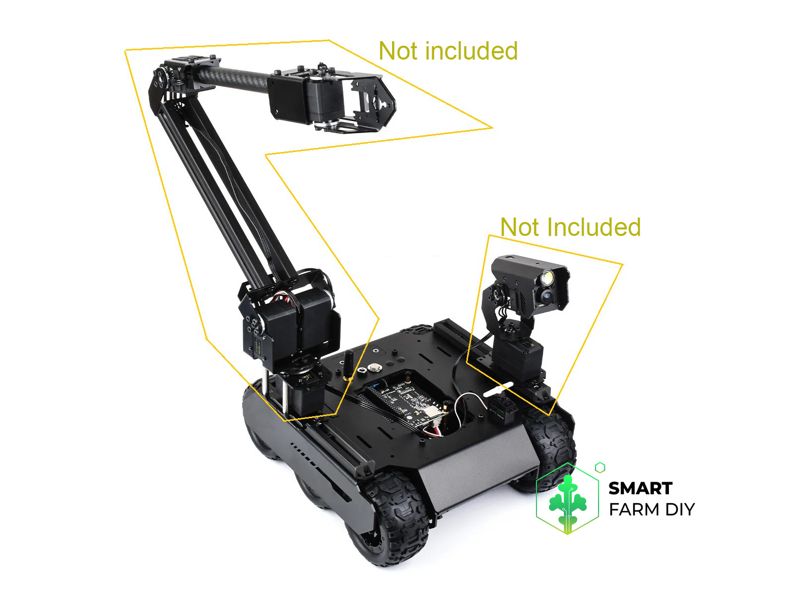 Waveshare Flexible and Expandable 6x4 Offroad, with Optional Rails and ESP32 Slave Computer, 6 Wheel 4WD Mobile Robot