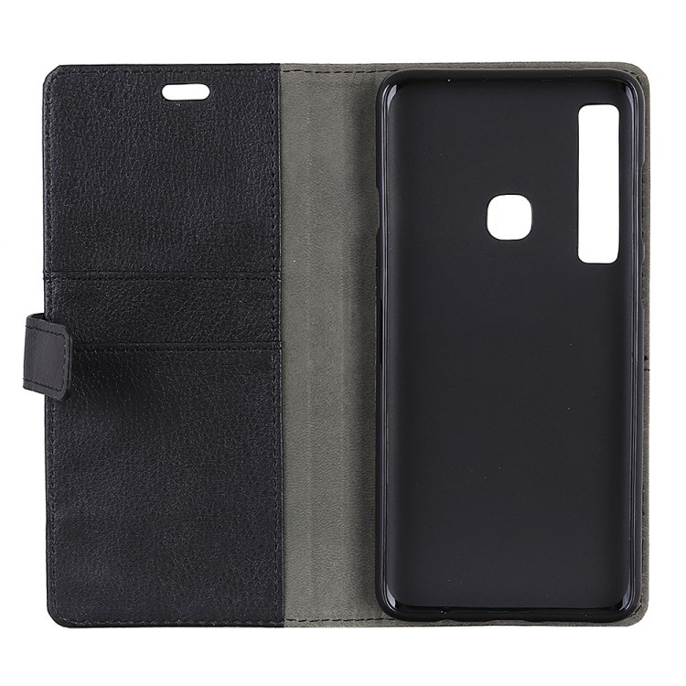 Case Samsung Galaxy A9 (2018) #เคสฝาพับสไตล์กระเป๋าสตางค์หนัง PU ผิวลิ้นจี่มีช่องเสียบการ์ดคุณภาพดี