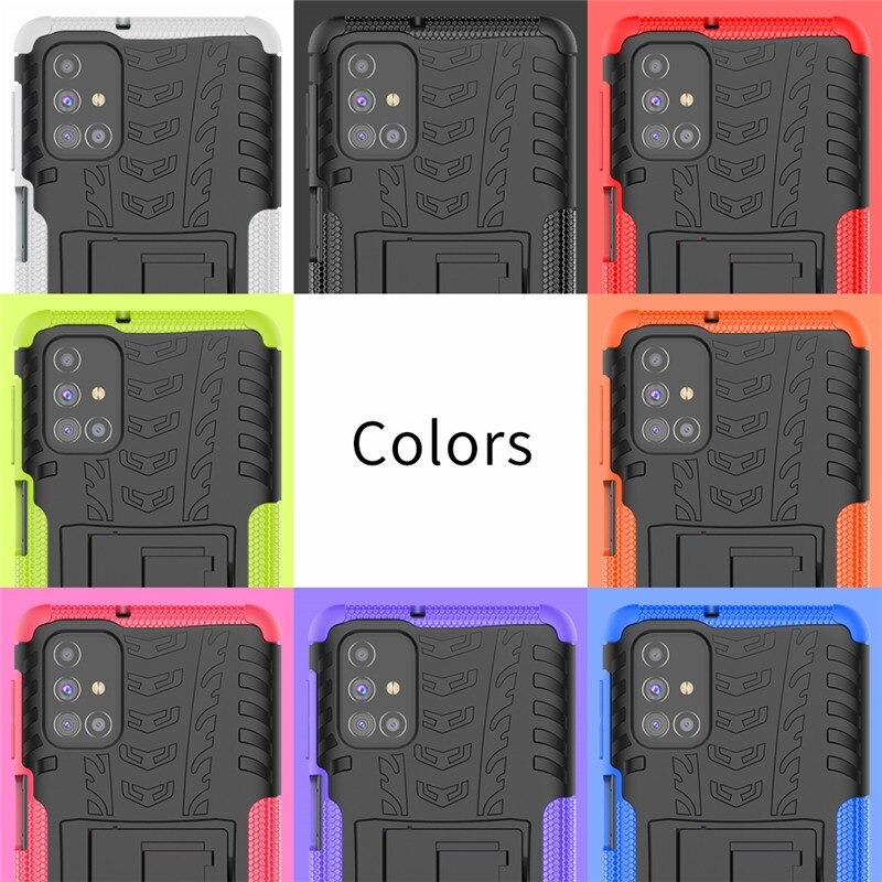 Case Samsung Galaxy M51 #เคสฝาหลังกันลื่น Cool Tyre Pattern Kickstand (PC + TPU)