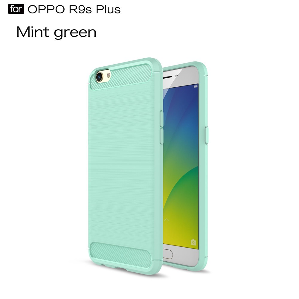 เคส Oppo R9s Plus เคสฝาหลัง TPU ตกแต่งด้วยคาร์บอนไฟเบอร์คุณภาพดี สีสันสวยงาม