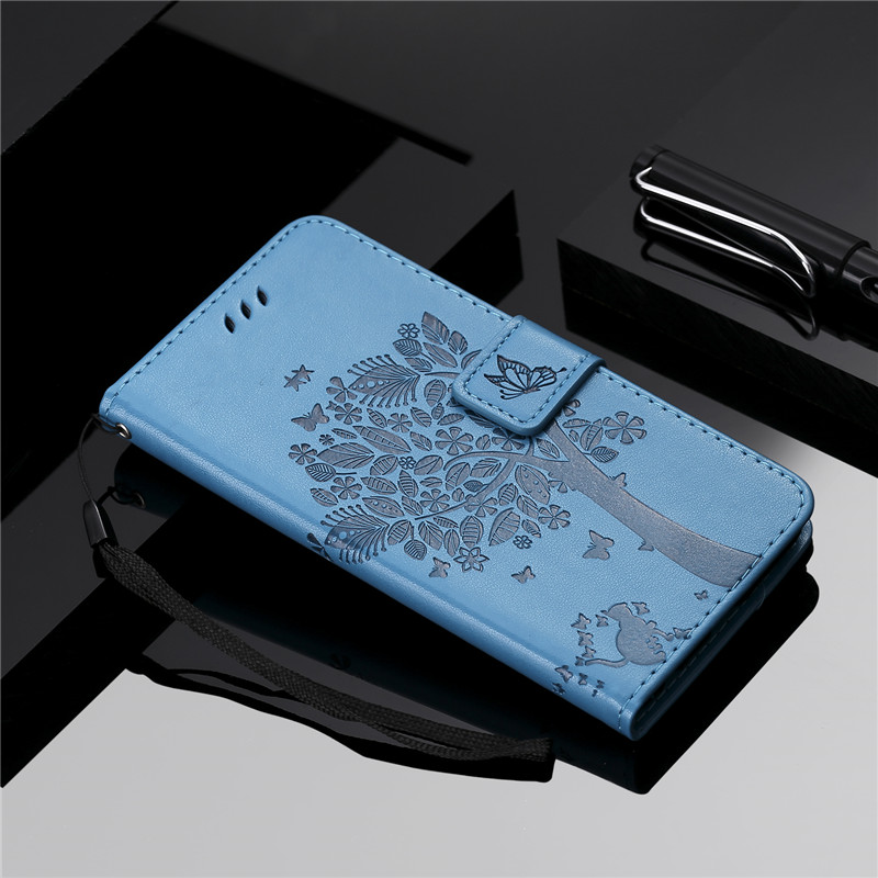 Case iPhone 13 Pro Max#เคสฝาพับหนัง PU พิมพ์ลาย Imprint Cat and Tree Pattern Leather Protection Cover