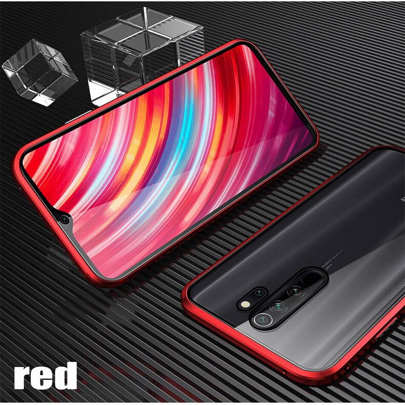 เคส Xiaomi Redmi Note 8 Pro #เคสฝาครอบกระจกขอบโลหะดูดซับแม่เหล็ก Fully Protection Magnetic Adsorption Glass Metal Phone Protective
